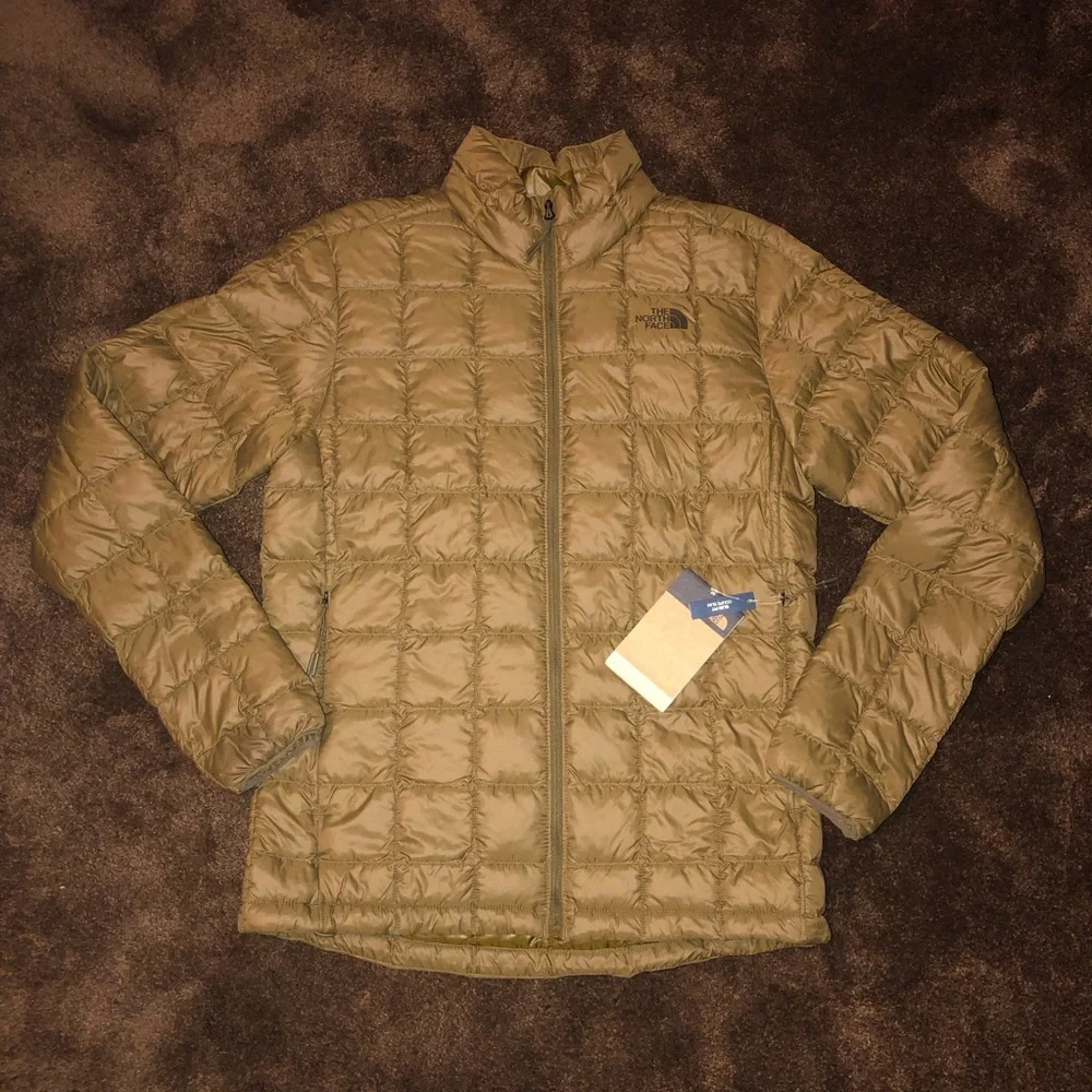 The North Face Mens Thermoball Eco Puffer Jacket Olive Green Small Full Zip Coat